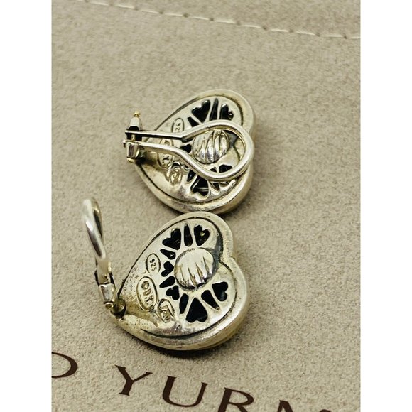 David Yurman Sterling & 18k Gold Thoroughbred Heart Cable Clip On Earrings - Picture 6 of 6